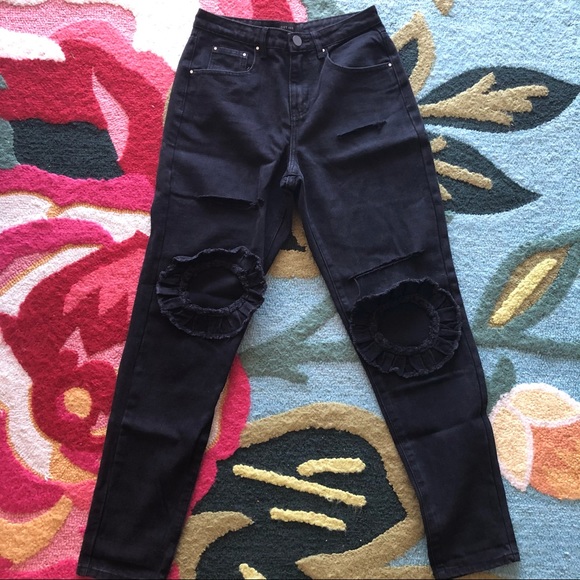 Jeans w/ Circle Cut Outs - Picture 4 of 5